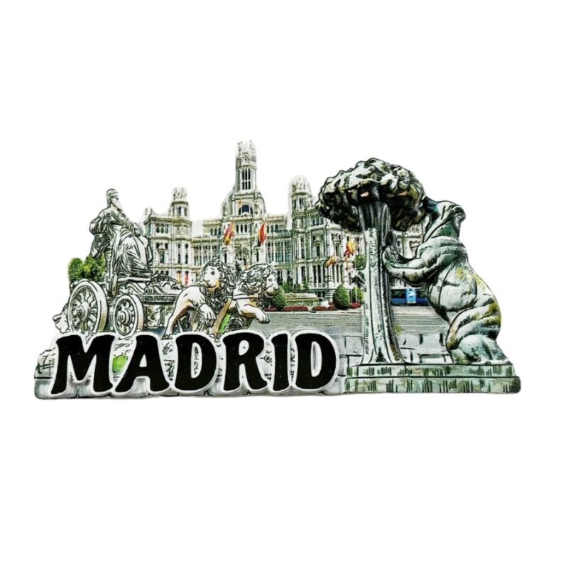 madrid spain fridge magnet famous landmarks with bear and strawberry tree travel souvenir for fridge or office