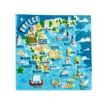 greece map fridge magnet colorful tourist attractions of greece travel souvenir & mediterranean kitchen decor