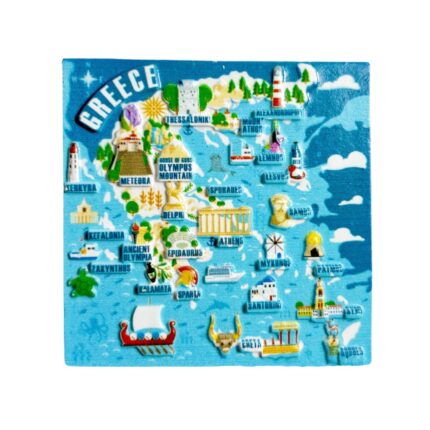 greece map fridge magnet colorful tourist attractions of greece travel souvenir & mediterranean kitchen decor