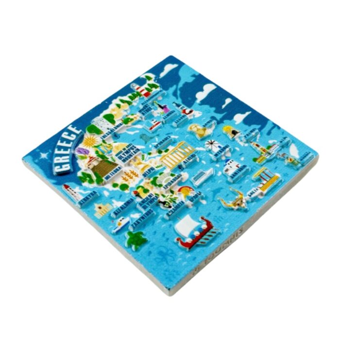 greece map fridge magnet colorful tourist attractions of greece travel souvenir & mediterranean kitchen decor