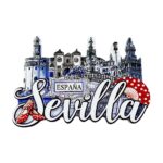 sevilla spain fridge magnet españa flamenco shoes and fan travel souvenir gift for spanish culture lovers