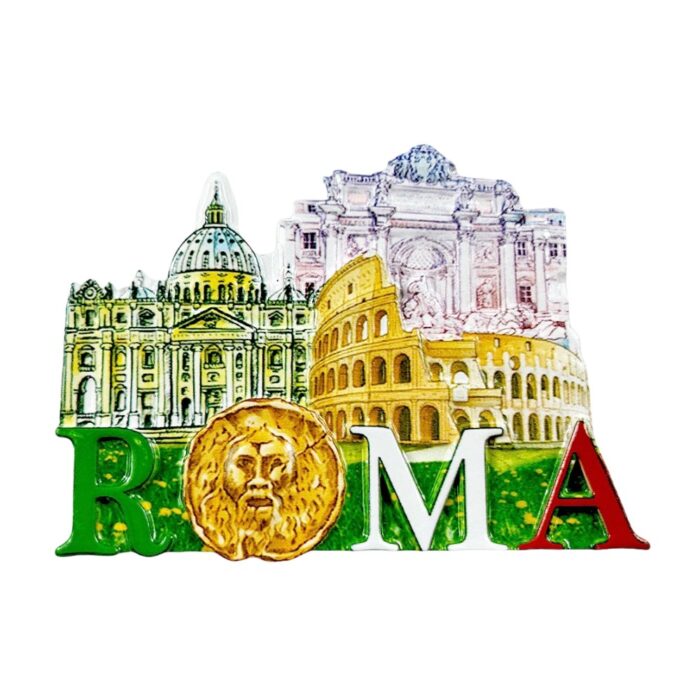 rome italy fridge magnet colosseum & vatican landmarks travel souvenir & classic italian kitchen decor