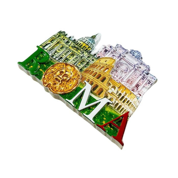 rome italy fridge magnet colosseum & vatican landmarks travel souvenir & classic italian kitchen decor