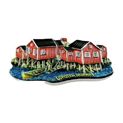 lofoten norway fridge magnet red houses by the fjord nordic travel gift & coastal cottage decor