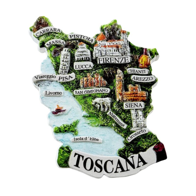 tuscany italy map fridge magnet toscana cities & landmarks travel souvenir & countryside charm decoration