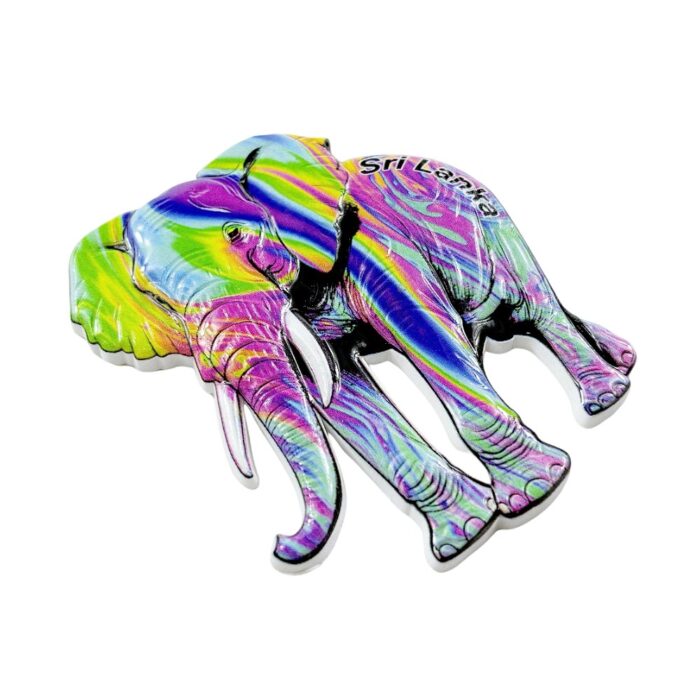 sri lanka colorful elephant fridge magnet south asia wildlife travel gift & psychedelic safari decor accent