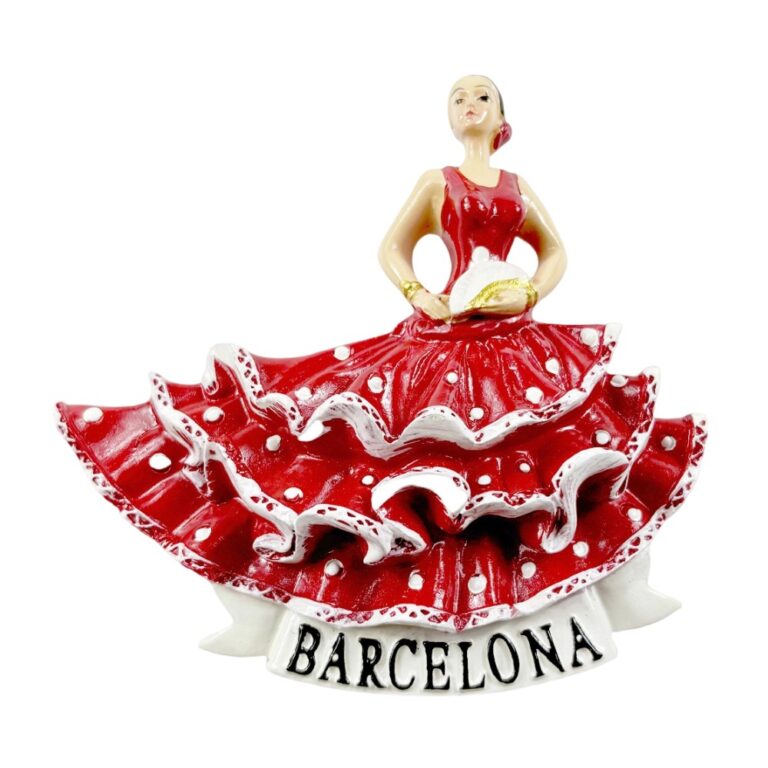 barcelona spain flamenco dancer fridge magnet traditional red dress travel souvenir & spanish culture decor
