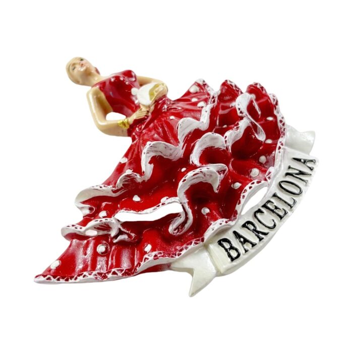 barcelona spain flamenco dancer fridge magnet traditional red dress travel souvenir & spanish culture decor