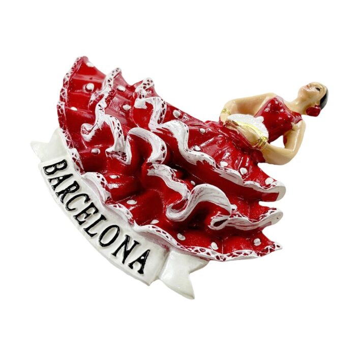 barcelona spain flamenco dancer fridge magnet traditional red dress travel souvenir & spanish culture decor