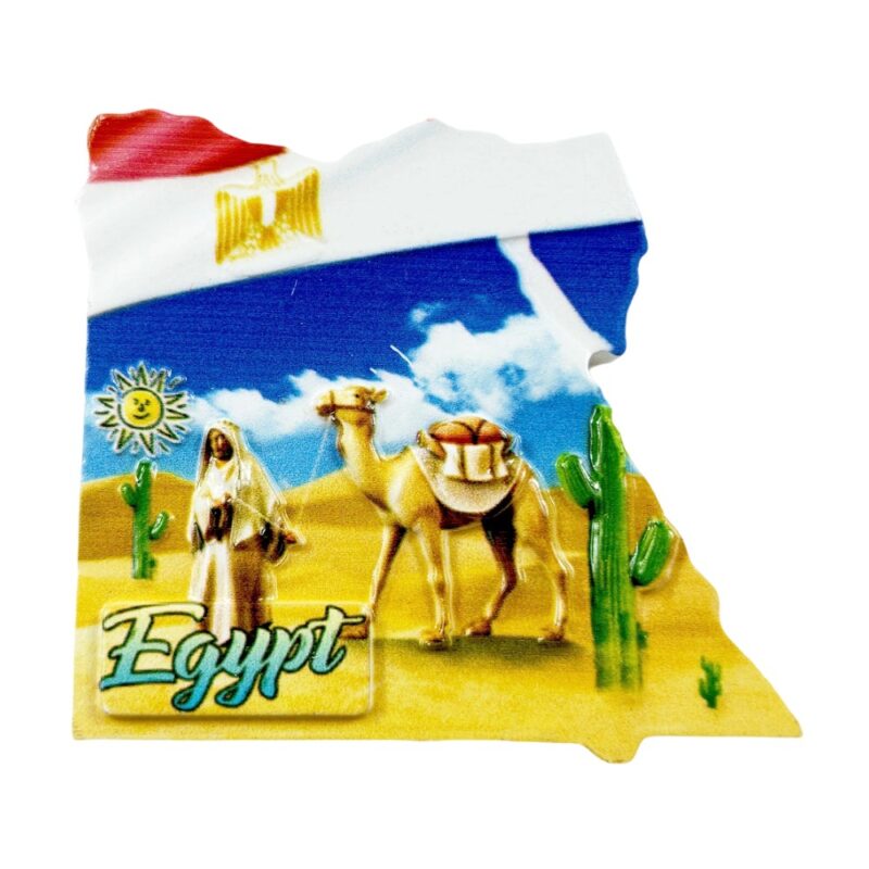 egypt map fridge magnet camel and desert scene travel souvenir & exotic middle eastern decor