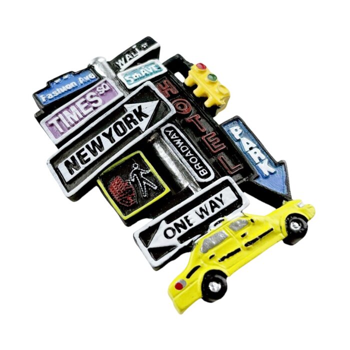 new york city street signs fridge magnet usa yellow taxi travel souvenir & urban landmark collector gift