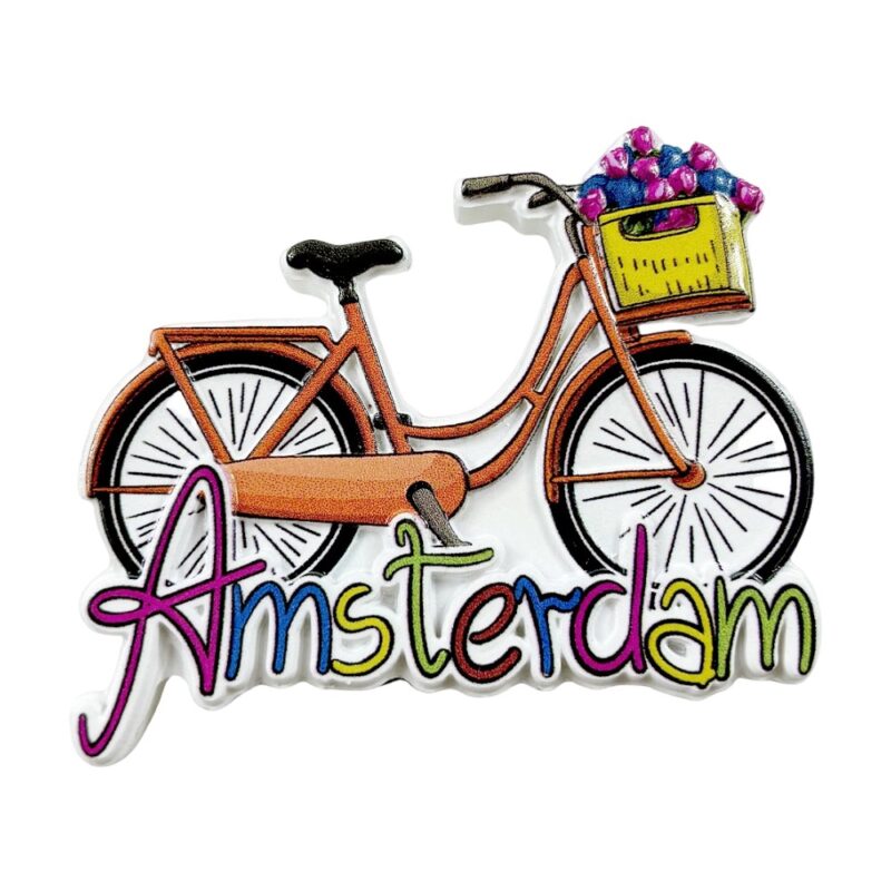 amsterdam bicycle fridge magnet netherlands tulip basket travel gift & whimsical dutch home decoration