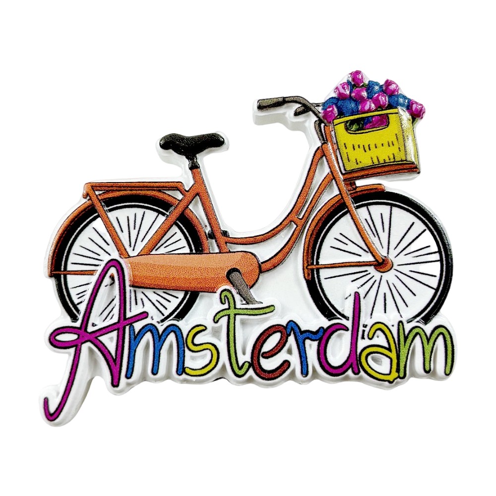 amsterdam bicycle fridge magnet netherlands tulip basket travel gift & whimsical dutch home decoration