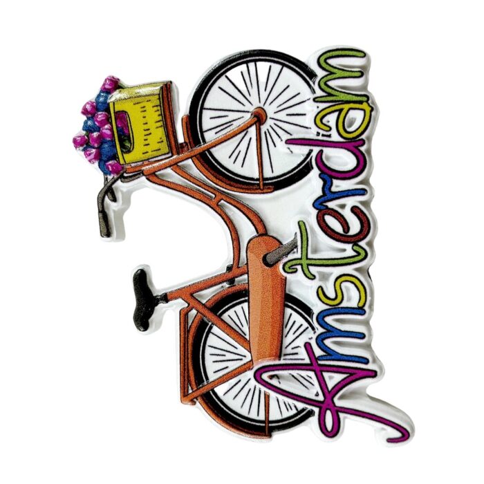 amsterdam bicycle fridge magnet netherlands tulip basket travel gift & whimsical dutch home decoration
