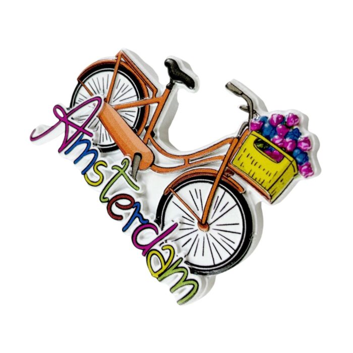 amsterdam bicycle fridge magnet netherlands tulip basket travel gift & whimsical dutch home decoration