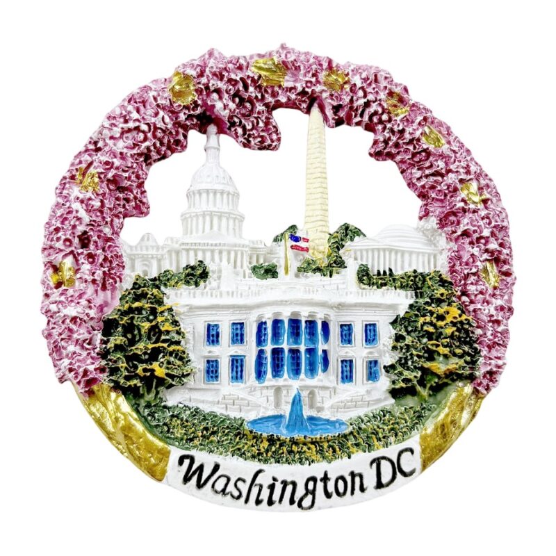 washington dc usa fridge magnet white house and capitol cherry blossom travel gift & patriotic american decor