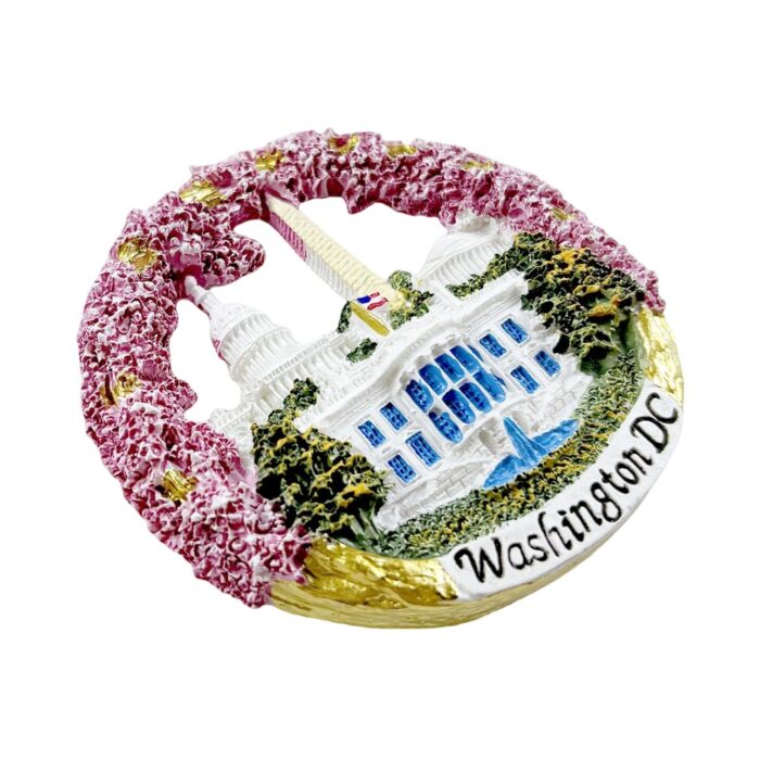 washington dc usa fridge magnet white house and capitol cherry blossom travel gift & patriotic american decor