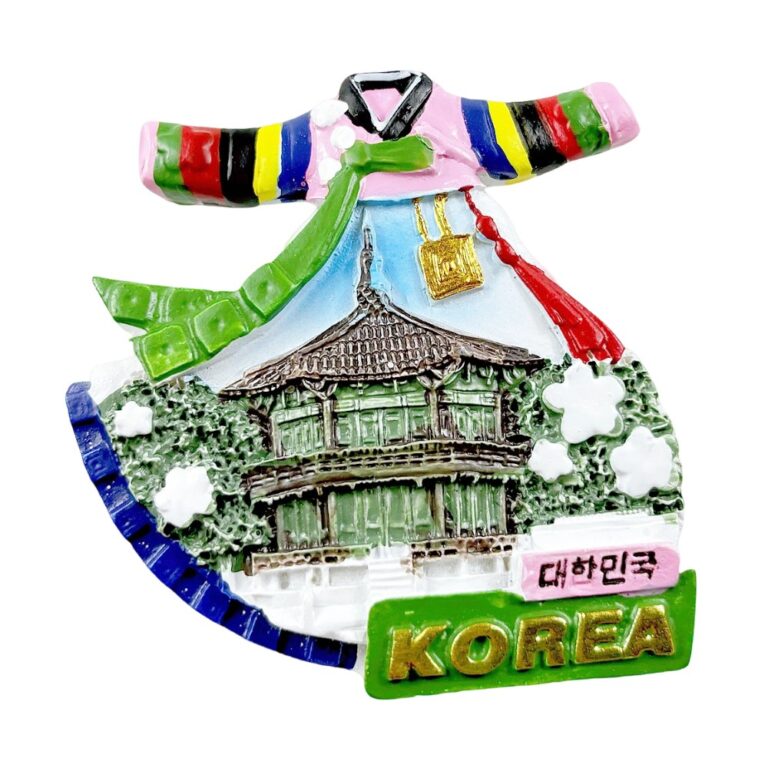 korea hanbok fridge magnet traditional dress and pagoda travel souvenir & korean heritage decor
