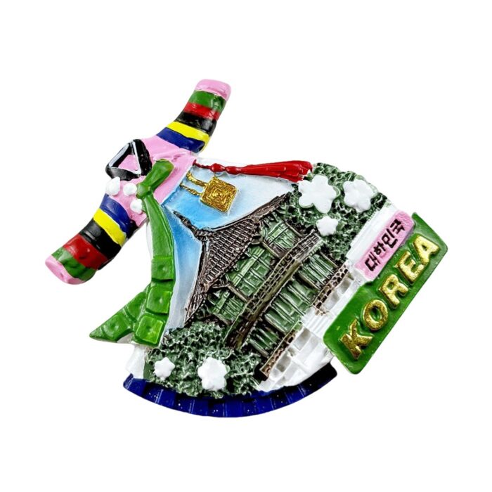 korea hanbok fridge magnet traditional dress and pagoda travel souvenir & korean heritage decor