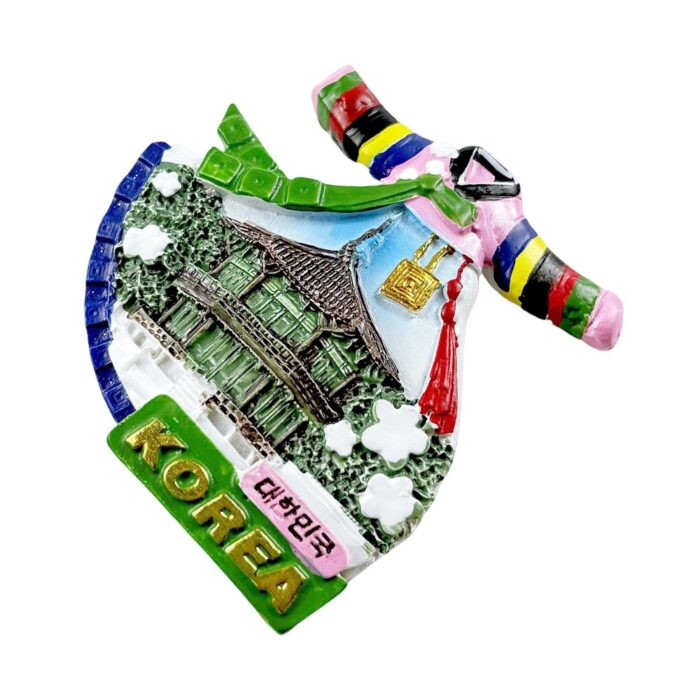 korea hanbok fridge magnet traditional dress and pagoda travel souvenir & korean heritage decor