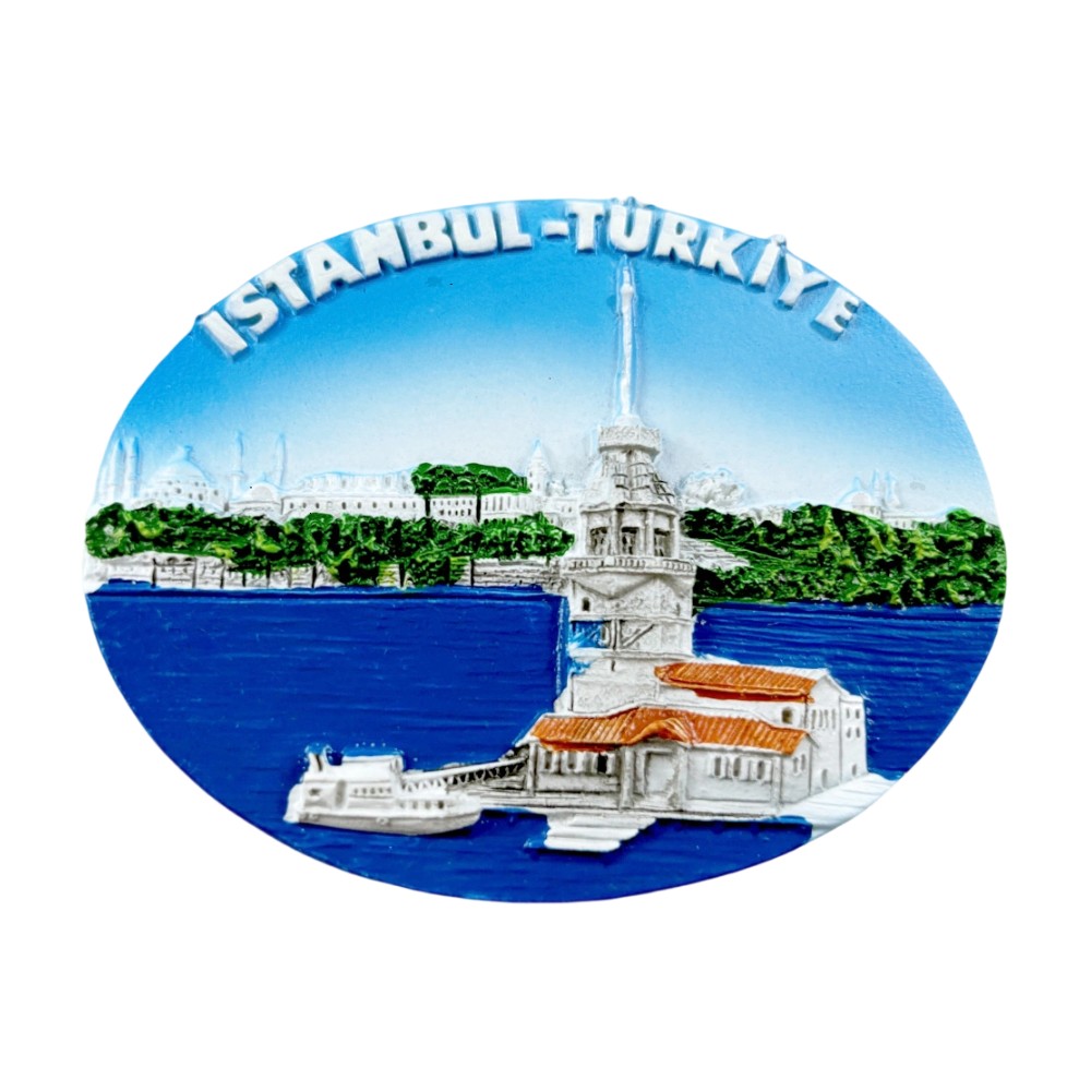 istanbul türkiye fridge magnet maiden's tower on bosphorus travel gift & ottoman city vibes