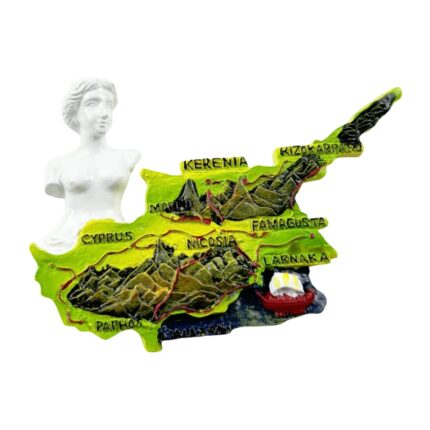 cyprus island map shape fridge magnet greek myth style souvenir for travel lovers & kitchen display