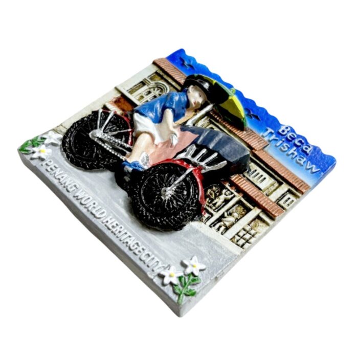 penang malaysia trishaw fridge magnet world heritage city travel gift & cultural fridge accent