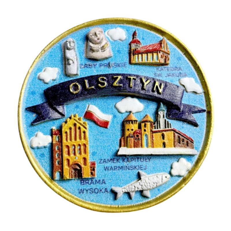 olsztyn poland city icon round fridge magnet historic landmarks souvenir & european heritage charm