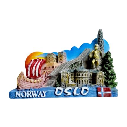 oslo norway cityscape fridge magnet viking ship travel collectible & nordic heritage decor