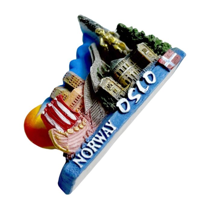 oslo norway cityscape fridge magnet viking ship travel collectible & nordic heritage decor
