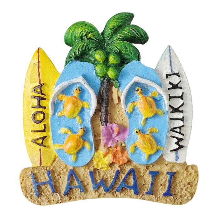 hawaii aloha turtle slippers fridge magnet surf style travel gift from waikiki