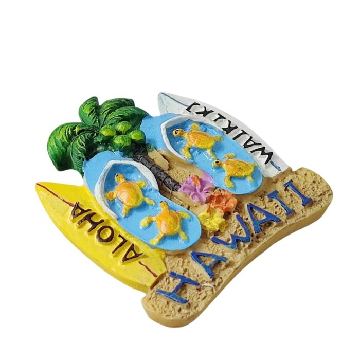 hawaii aloha turtle slippers fridge magnet surf style travel gift from waikiki