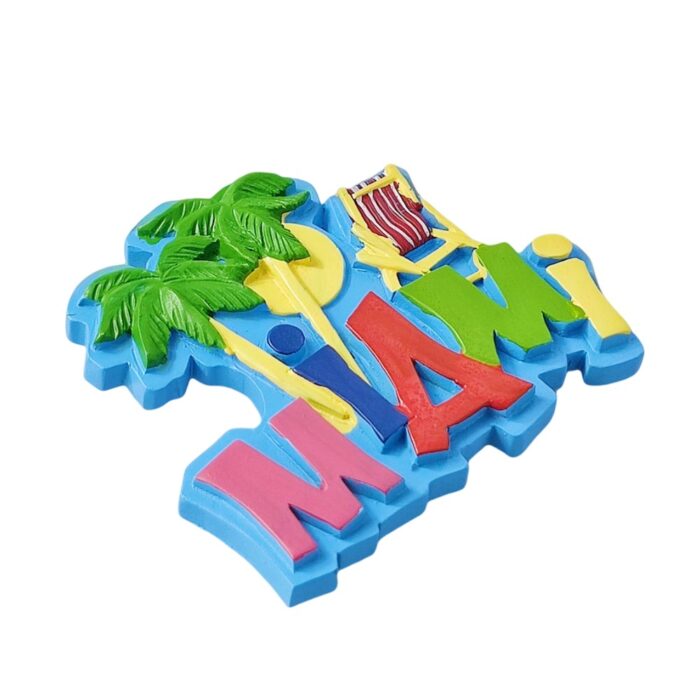 colorful miami palm tree & chair fridge magnets | usa travel keepsake & home decor accent