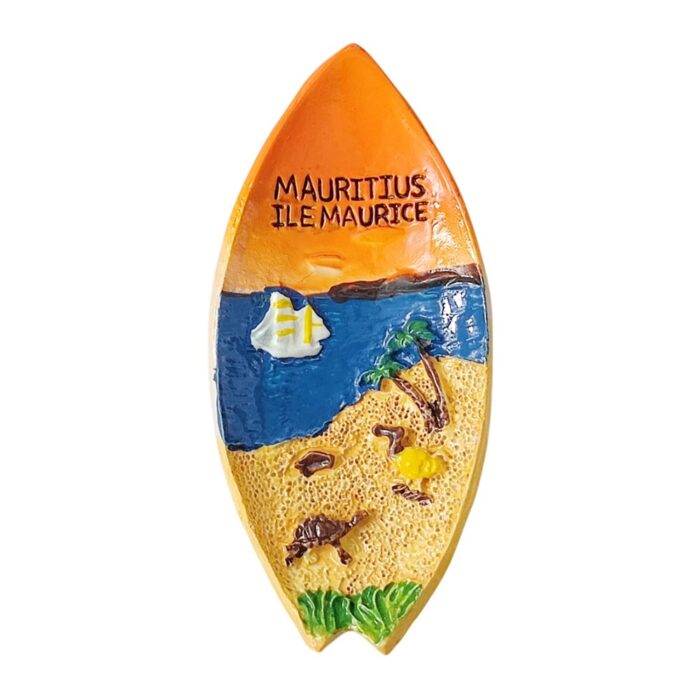 surfboard shaped mauritius ile maurice fridge magnets | tropical travel souvenir & kitchen decor