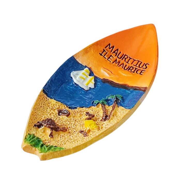 surfboard shaped mauritius ile maurice fridge magnets | tropical travel souvenir & kitchen decor
