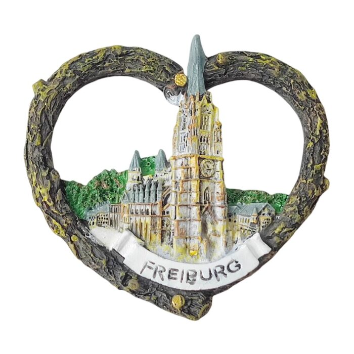 heart wreath freiburg germany fridge magnets | historic cityscape travel memento & decor