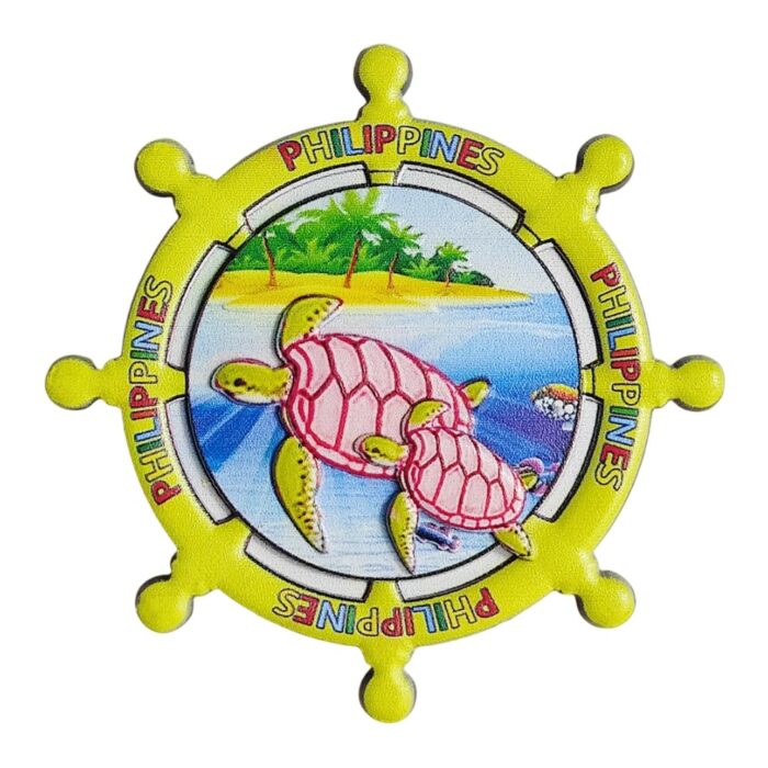 philippines turtle fridge magnets – yellow beach helm style – island souvenir gift & fridge collection display