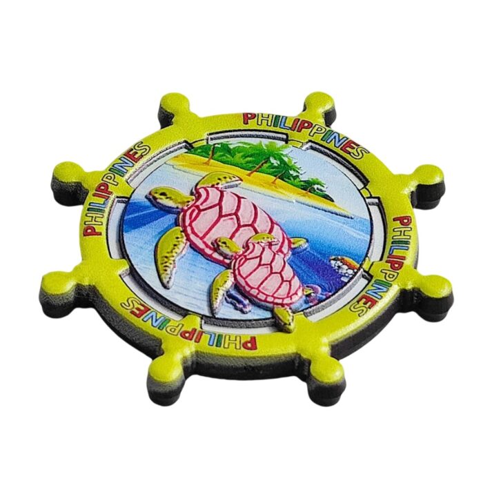 philippines turtle fridge magnets – yellow beach helm style – island souvenir gift & fridge collection display