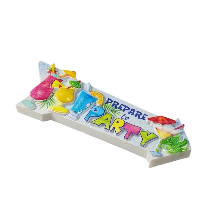 prepare to party fridge magnet – colorful cocktail arrow travel gift for beach house & fun kitchen decor