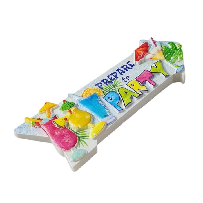 prepare to party fridge magnet – colorful cocktail arrow travel gift for beach house & fun kitchen decor