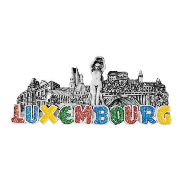 luxembourg fridge magnet – historic cityscape with colorful letters travel gift for european collectors