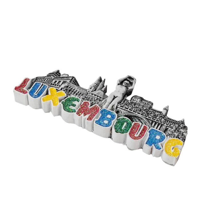 luxembourg fridge magnet – historic cityscape with colorful letters travel gift for european collectors