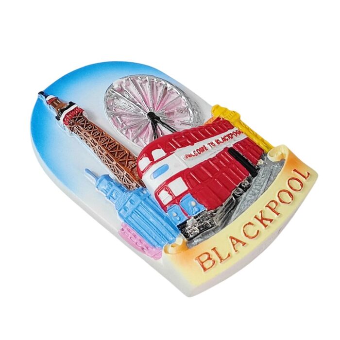 blackpool uk fridge magnet – tram, tower & ferris wheel fun travel souvenir for british seaside fans