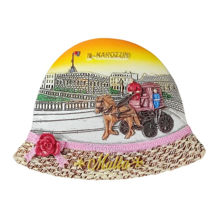malta hat shape fridge magnet with horse carriage – island heritage travel gift & cute kitchen decoration