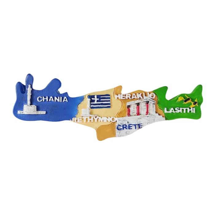 crete island greece map fridge magnet – colorful travel souvenir & cultural decor for refrigerator or whiteboard