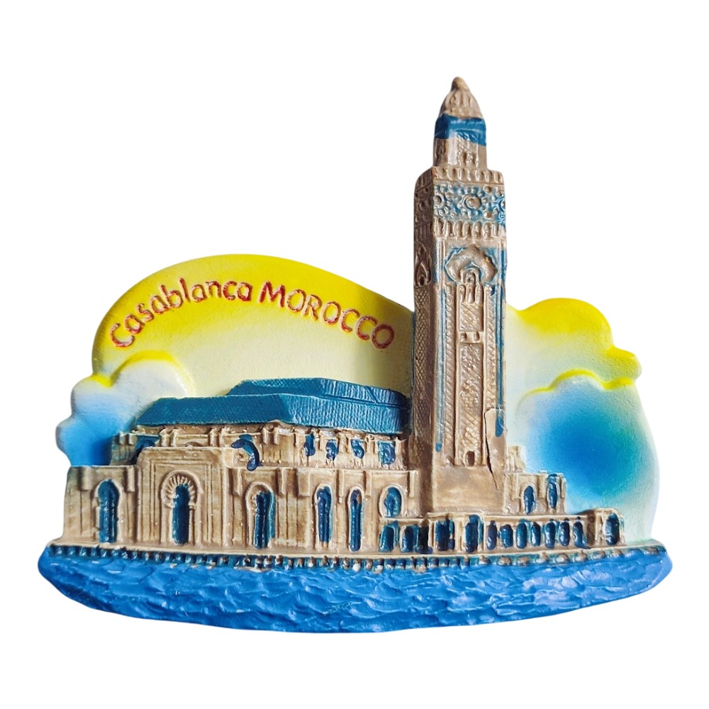 casablanca morocco fridge magnet – hassan ii mosque souvenir & exotic travel decor accent