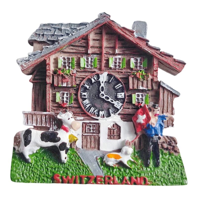 swiss chalet fridge magnet – switzerland traditional house scene souvenir & country life decor