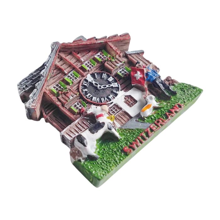 swiss chalet fridge magnet – switzerland traditional house scene souvenir & country life decor