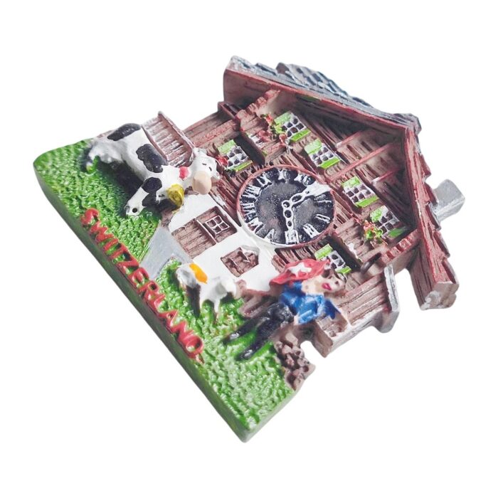 swiss chalet fridge magnet – switzerland traditional house scene souvenir & country life decor