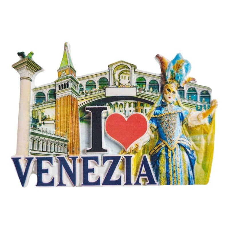venice italy fridge magnet – i love venezia mask & bridge design travel keepsake & home charm